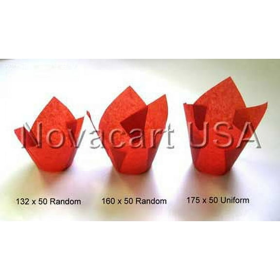 Novacart Tulip Baking Cup, Red, 1 Case - 2" to 3-1/2" High