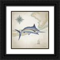 thumbnail image 1 of Novak, Rick 12x12 Black Ornate Wood Framed with Double Matting Museum Art Print Titled - Sailfish Map I, 1 of 4