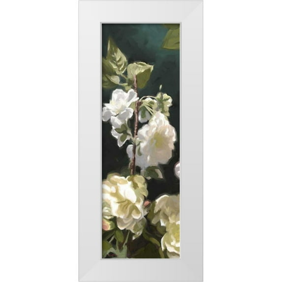 Novak, Rick 13x32 White Modern Wood Framed Museum Art Print Titled - White Roses IV