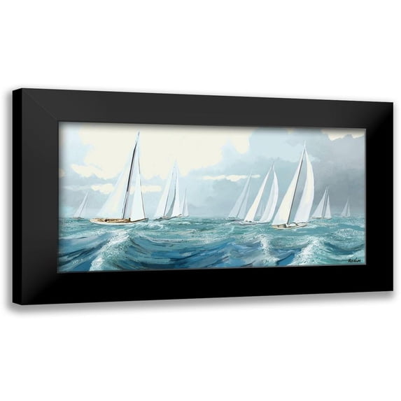 Novak, Rick 14x9 Black Modern Framed Museum Art Print Titled - Sailing Ships I