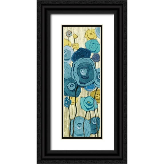 Novak, Shirley 11x24 Black Ornate Wood Framed with Double Matting Museum Art Print Titled - Lemongrass in Blue Panel I