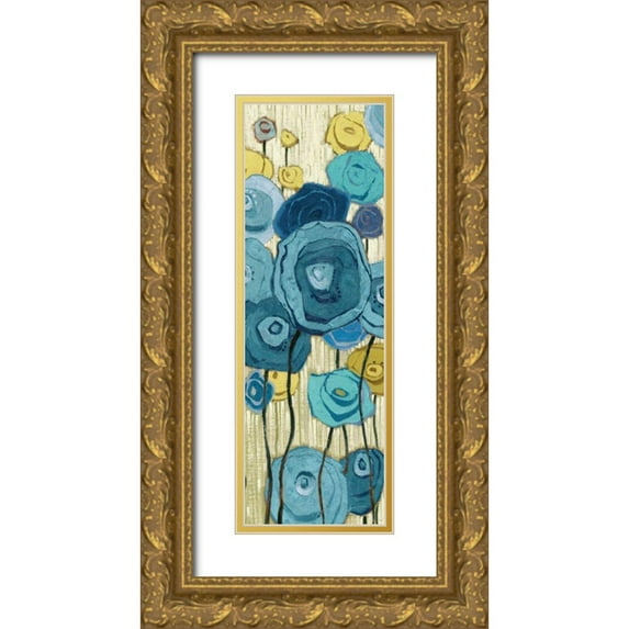 Novak, Shirley 11x24 Gold Ornate Wood Framed with Double Matting Museum Art Print Titled - Lemongrass in Blue Panel I