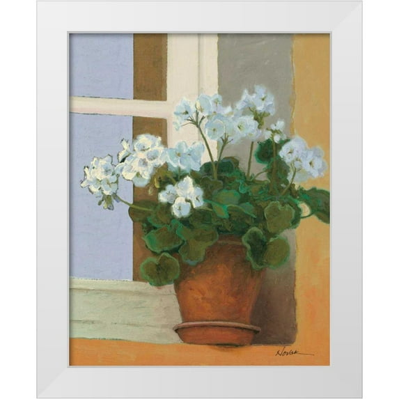 Novak, Shirley 12x14 White Modern Wood Framed Museum Art Print Titled - Creancey Geraniums II Light