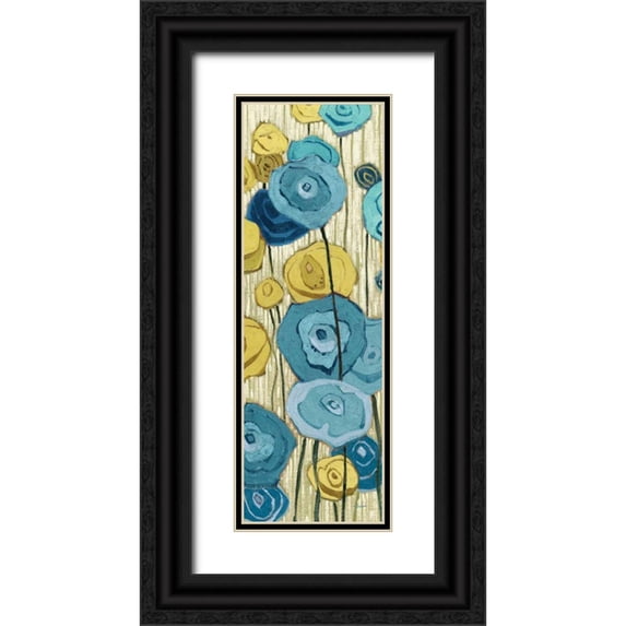 Novak, Shirley 13x32 Black Ornate Wood Framed with Double Matting Museum Art Print Titled - Lemongrass in Blue Panel II