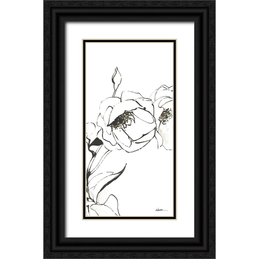 Novak Scetch Novak, Shirley 14x24 Black Ornate Wood Framed with Double Matting ...