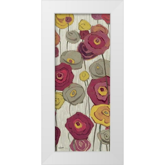 Novak, Shirley 15x32 White Modern Wood Framed Museum Art Print Titled - Lemongrass in Plum Panel II