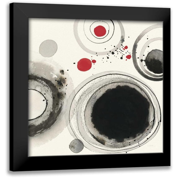Novak, Shirley 20x20 Black Modern Framed Museum Art Print Titled - Planetary IV with Red