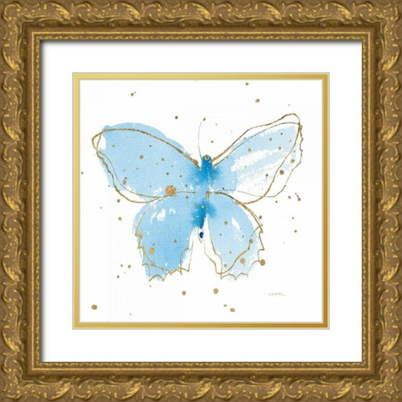 Novak, Shirley 20x20 Gold Ornate Wood Framed with Double Matting Museum Art Print Titled - Gilded Butterflies III