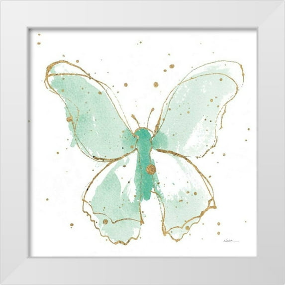 Novak, Shirley 20x20 White Modern Wood Framed Museum Art Print Titled - Gilded Butterflies II Mint