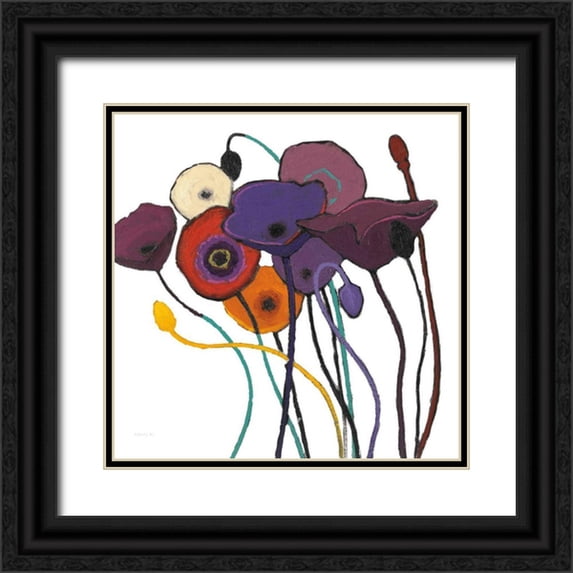 Novak, Shirley 26x26 Black Ornate Wood Framed with Double Matting Museum Art Print Titled - Jewel Tones on White