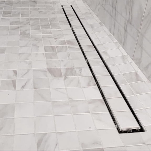 Novalinea 40 in Linear Shower Drain, Tile Insert Pattern, 304 Stainless Steel Trench Drain with Hair Strainer