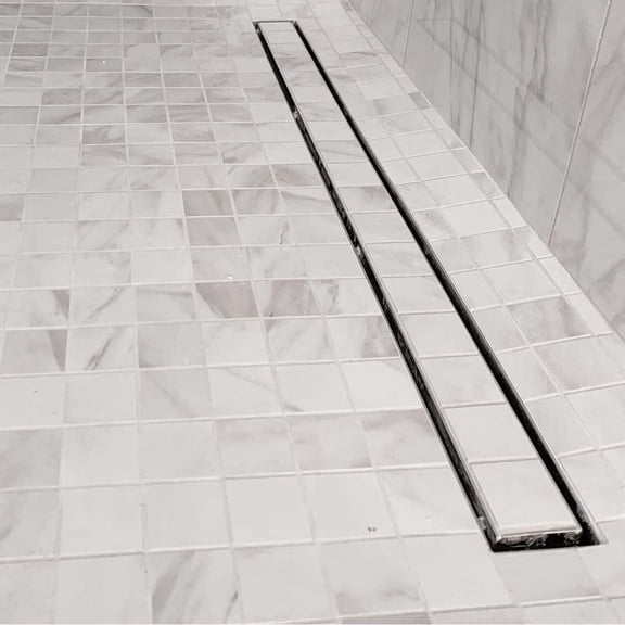 Novalinea 54 in Linear Shower Drain, Tile Insert Pattern, 304 Stainless Steel Trench Drain with Hair Strainer