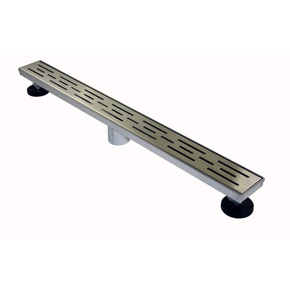 Novalinea ZA Linear Shower Drain - 30 Inch Brick Pattern - Brushed Stainless Steel - Hair Strainer - Leveling Feet - Threaded Adapter - Sleek and Modern Design
