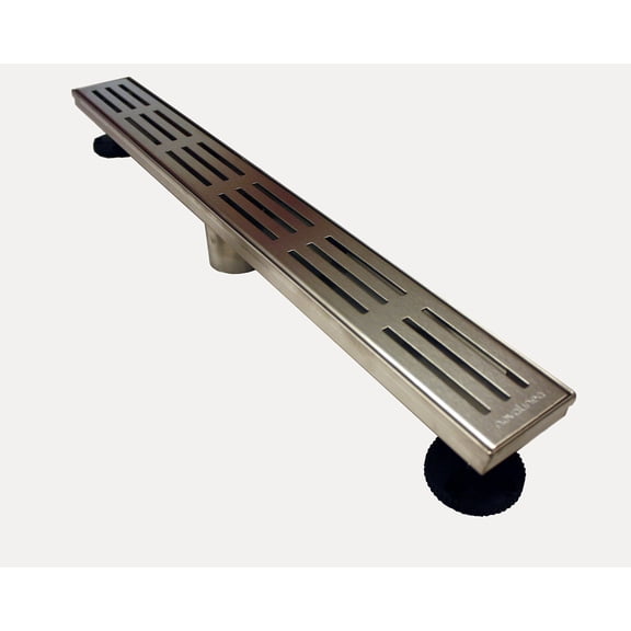Novalinea 32 in Linear Shower Drain, Tri-Line Pattern, 304 Stainless Steel Trench Drain with Hair Strainer