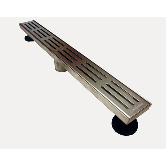 Novalinea 32 in Linear Shower Drain, Tri-Line Pattern, 304 Stainless Steel Trench Drain with Hair Strainer