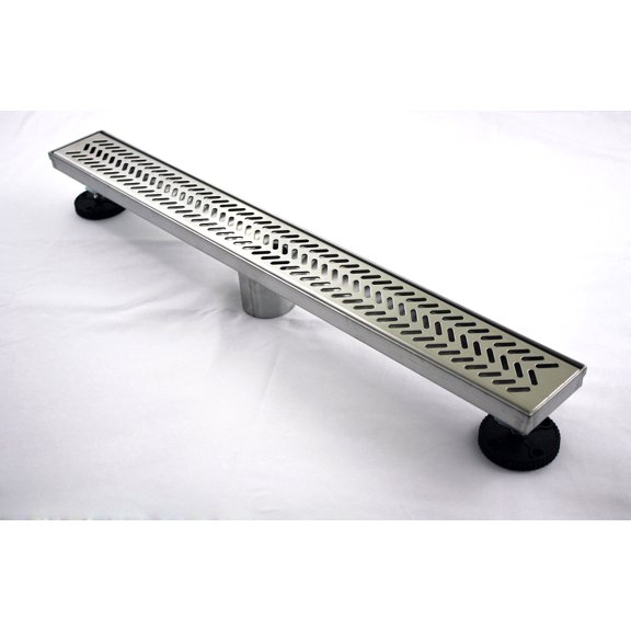 Novalinea 32 in Linear Shower Drain, Venlo Pattern, 304 Stainless Steel Trench Drain with Hair Strainer