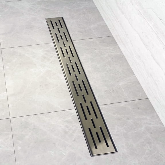 Novalinea 44 in Linear Shower Drain, Brick Pattern, 304 Stainless Steel Trench Drain with Hair Strainer