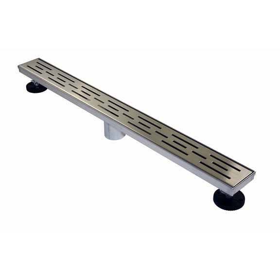 Novalinea ZA Linear Shower Drain (70 Inch Brick Pattern) Sleek and Modern Brushed Stainless Steel, with Hair Strainer, Leveling Feet and Threaded Adapter…
