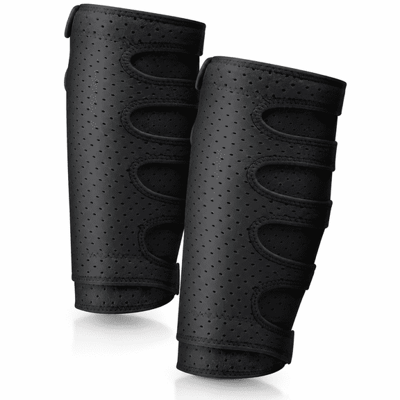 Novalora 2026 New 2 Pcs Lymphedema Compression Wraps Calf Adjustable Brace 5 Strap Leg Wraps for Lymphedema Swollen Calf Garment Brace for Edema, Venous Insufficiency, Varicose Veins (Black,2XL))