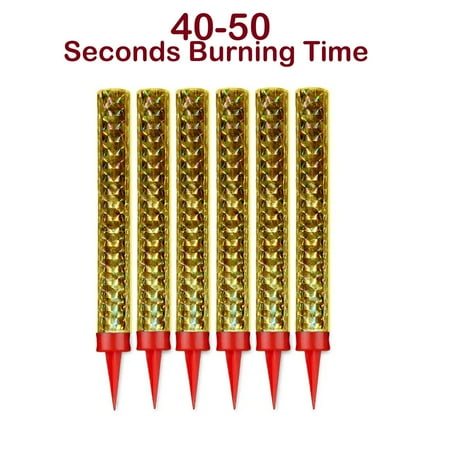 Novelties Sparkling Gold Party / Birthday Candle Set, 6 Pcs, 6 inch each candle