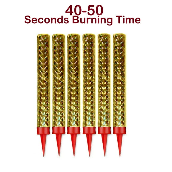 Novelties Sparkling Gold Party / Birthday Candle Set, 6 Pcs, 6 inch each candle