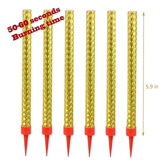Novelties Sparkling Gold Party / Birthday Candle Set, 6 Pcs, 6 inch each candle