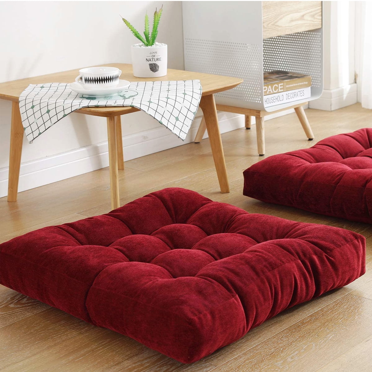B08G8GB634 HIGOGOGO Floor Pillow, Square Meditation Pillow for