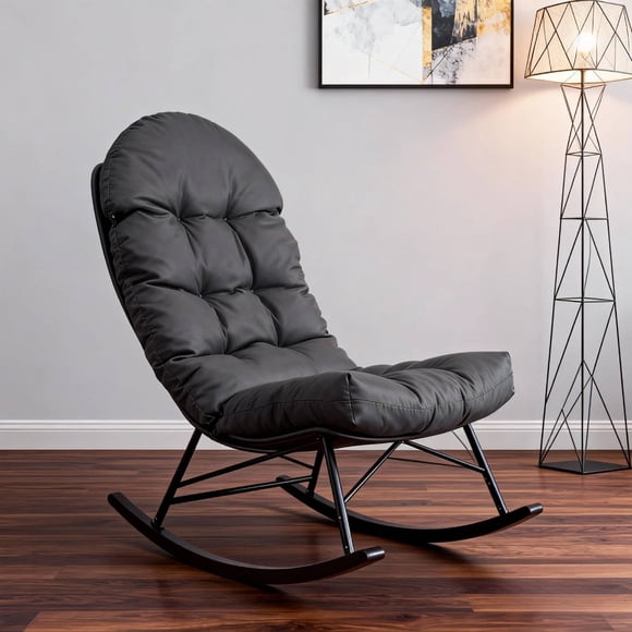 YEERSWAG Chair Cushion Rocking Chair Cushion Indoor 43"x20",Adirondack Chair Cushions Outdoor Chair Pad,Water Resistant Chair Cushions with Ties,Dark Grey