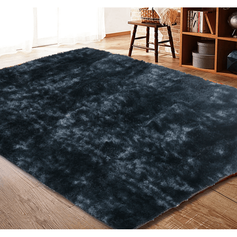 Novashion 5ft x 8ft Shaggy Area Rugs for Bedroom Living Room, Gray, Size: 5' x 8', Black