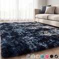 thumbnail image 1 of YEERSWAG Shag Area Rug, 5 x 8 ft Ultra Soft Fluffy Area Rug for Living Room Bedroom Indoor Carpet, Dark Blue, 1 of 9