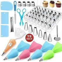 Novashion Piping Bags and Tips Set, 72 Pcs Cake Decorating Supplies Kit,Cake Decorating with 20 Frosting Bags, 42 Icing Tips Pastry, Cookie, Cupcake and Baking Supplies