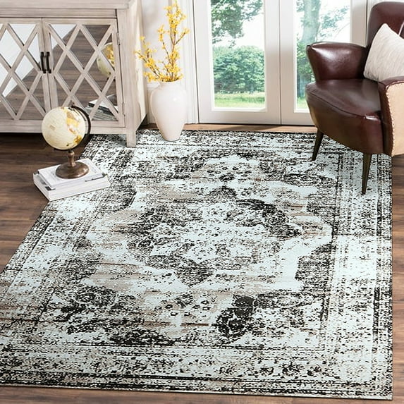 Novashion Traditional Rugs, Vintage Floral Area Rug Abstract Non-Slip Modern Floor Carpet Rug Mat Large for Bedroom Living Room Decor, 5.2' x 7.5' / 3.9' x 5.9' / 3.3' x 5.2'