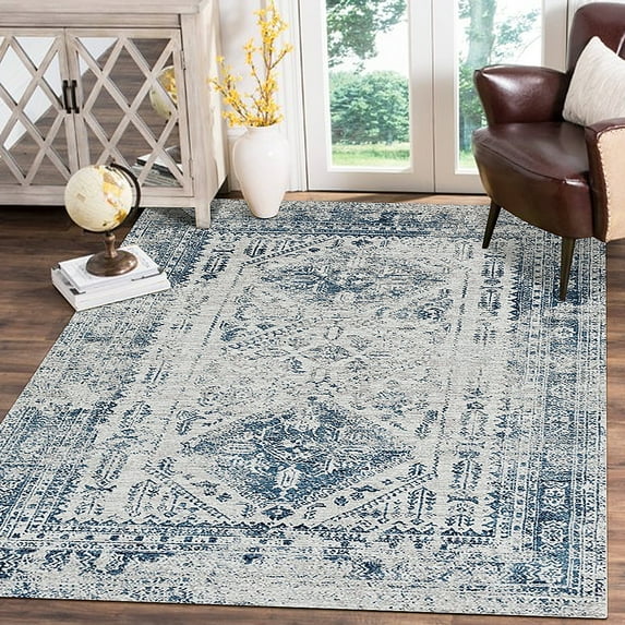 Novashion Traditional Rugs, Vintage Floral Area Rug Abstract Non-Slip Modern Floor Carpet Rug Mat Large for Bedroom Living Room Decor, 5.2' x 7.5' / 3.9' x 5.9' / 3.3' x 5.2'