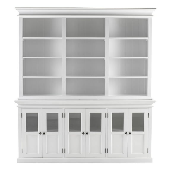 Hutch Unit with 6 Glass Doors Solid Wood Halifax in White