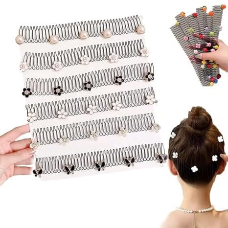 Novaspire Stretchable Invisible Wire Hair Comb Clips- U Shape Hair ...