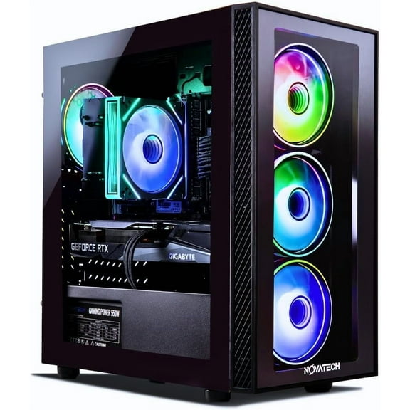 Novatech Phantom Prebuilt Gaming PC Desktop Computer - RX580 8GB - Intel i7 Xeon 3.5GHz - 16GB RAM - 512GB M.2 SSD WiFi/BT, Win 11 - Gaming Computer Tower - Pre Built PC Gaming - 1 Year Warranty