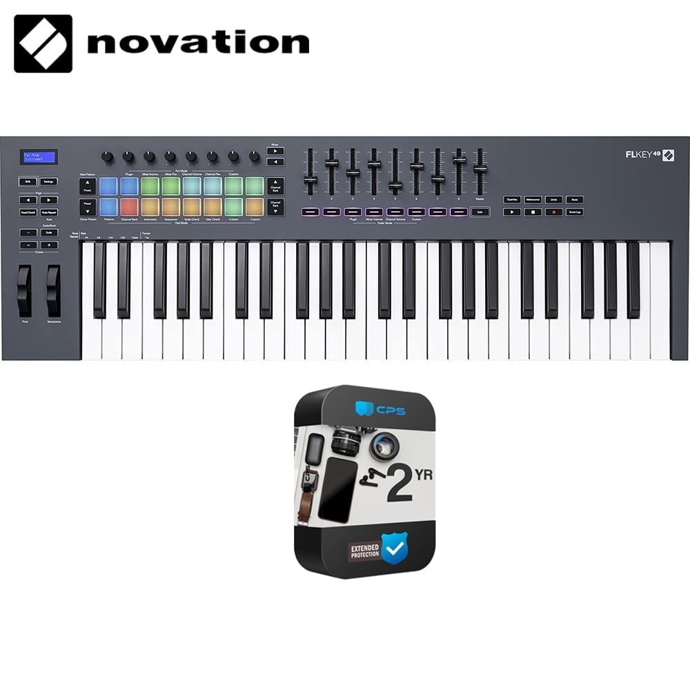 Novation AMS-FLKEY-49 FLkey 49 USB MIDI Keyboard Controller Bundle with 2 YR CPS Enhanced Protection Pack