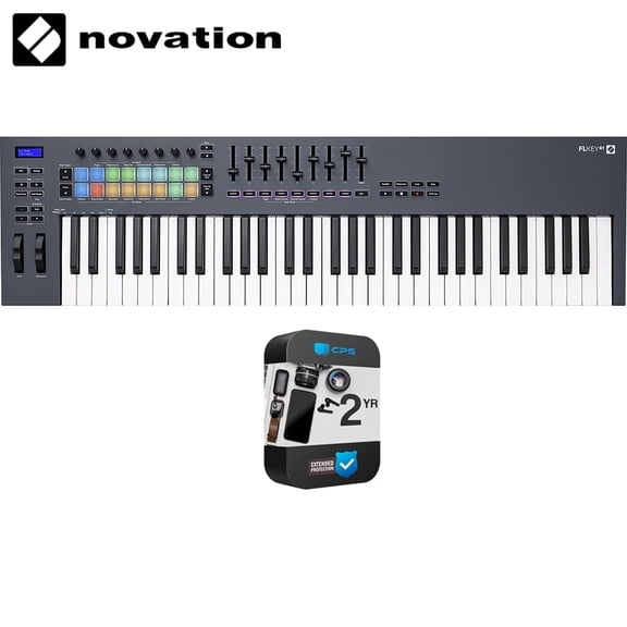 Novation AMS-FLKEY-61 FLkey 61 USB MIDI Keyboard Controller Bundle with 2 YR CPS Enhanced Protection Pack