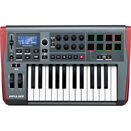 Novation Impulse 25 USB MIDI Controller Keyboard with Automap 4 Control Software, 8x Rotary Encoders and Single Fader, 8x Backlit Trigger Pads