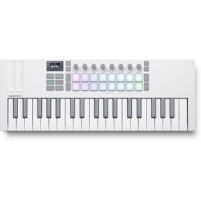 Novation Launchkey 37 Mini MK4 Portable USB MIDI Keyboard Controller with OLED Display - White