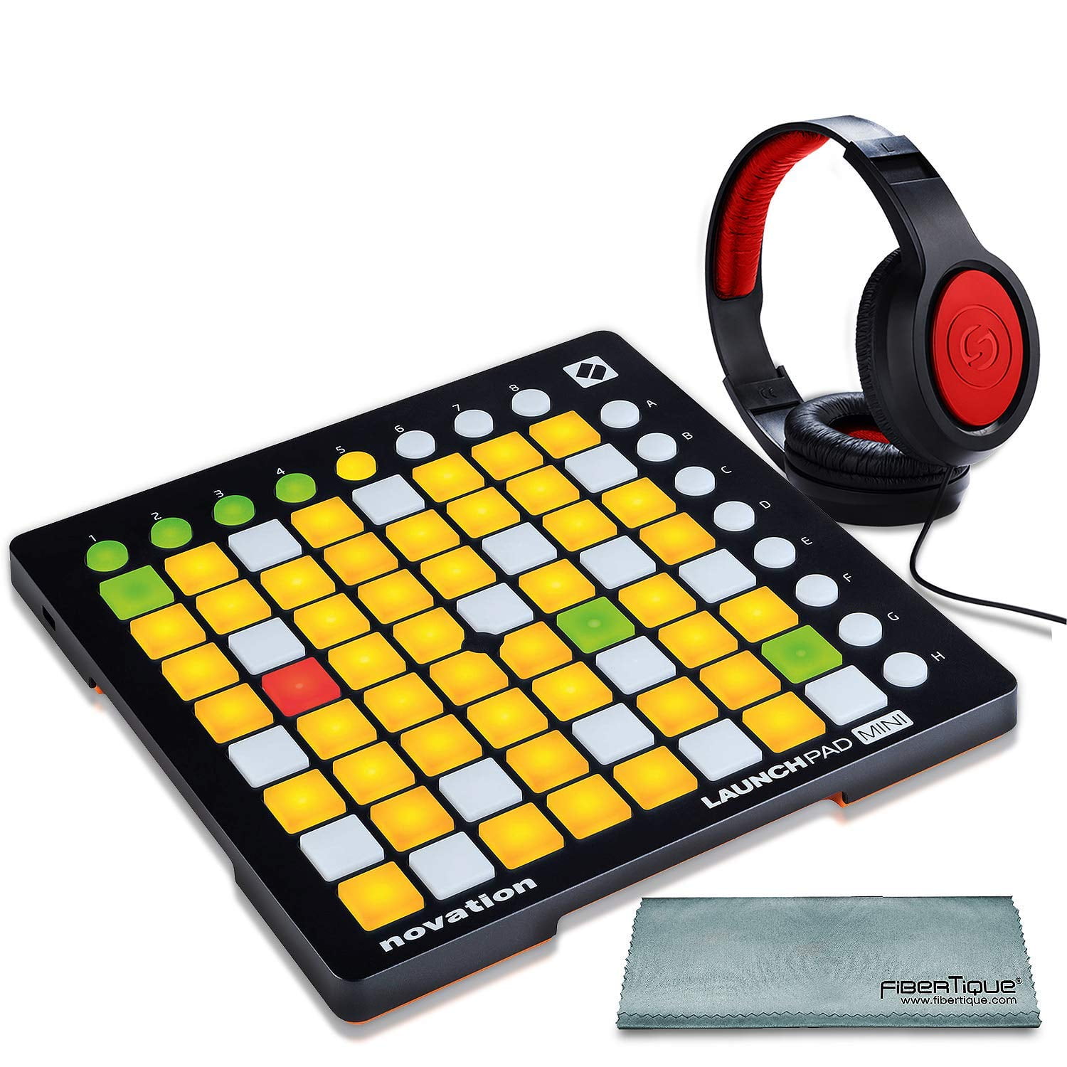 Novation Launchpad Mini Ableton Live Controller MK2 Bundle W/ Stereo Headphones + Fibertique Cleaning Cloth Novation Launchpad Mini Ableton Live Controller MK2 Bundle W/ Stereo Headphones + Fibertique Cleaning Cloth