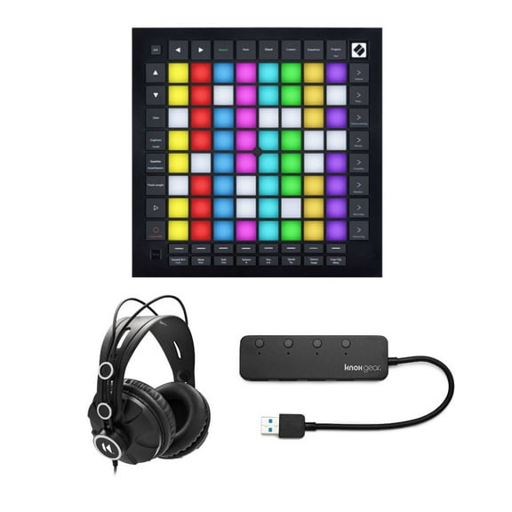 Novation Launchpad Pro MK3 with Over-Ear Headphones & Knox 3.0 4 Port USB Hub