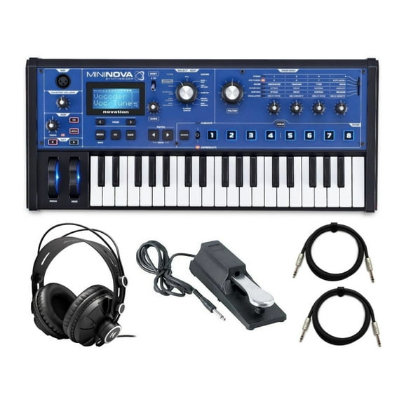Novation MiniNova Synthesizer with Headphones, Sustain Pedal and TRS Cable