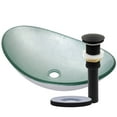 thumbnail image 1 of Novatto ARGENTO TIG-7032-8031MB Fluorescent Silver Foil Painted Glass Vessel Sink, Matte Black Pop-Up Drain, Mounting Ring, 1 of 4