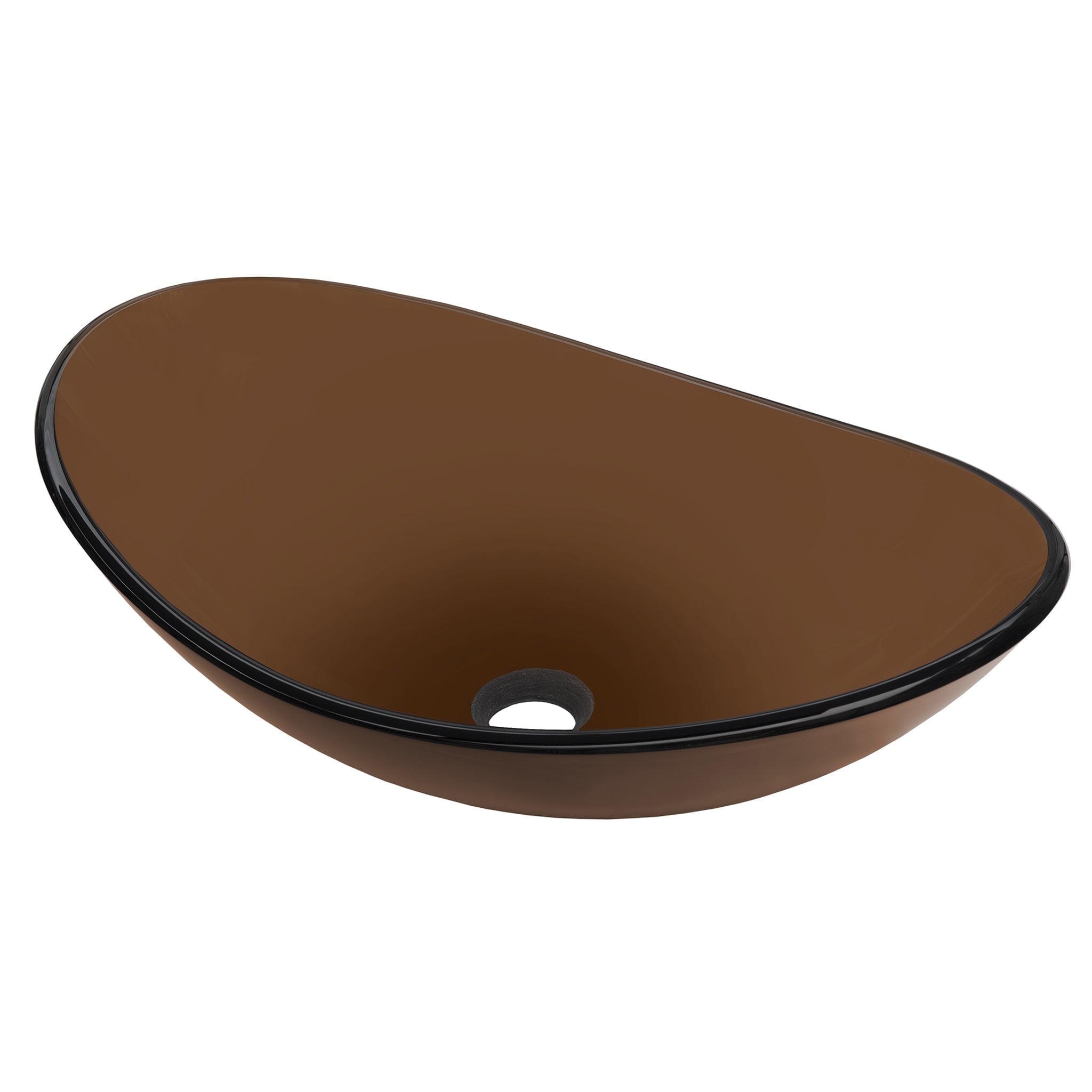Novatto TIS-324T Babbuccia Clear Brown Slipper Glass Vessel Bathroom Sink, 21.5-inches Wide