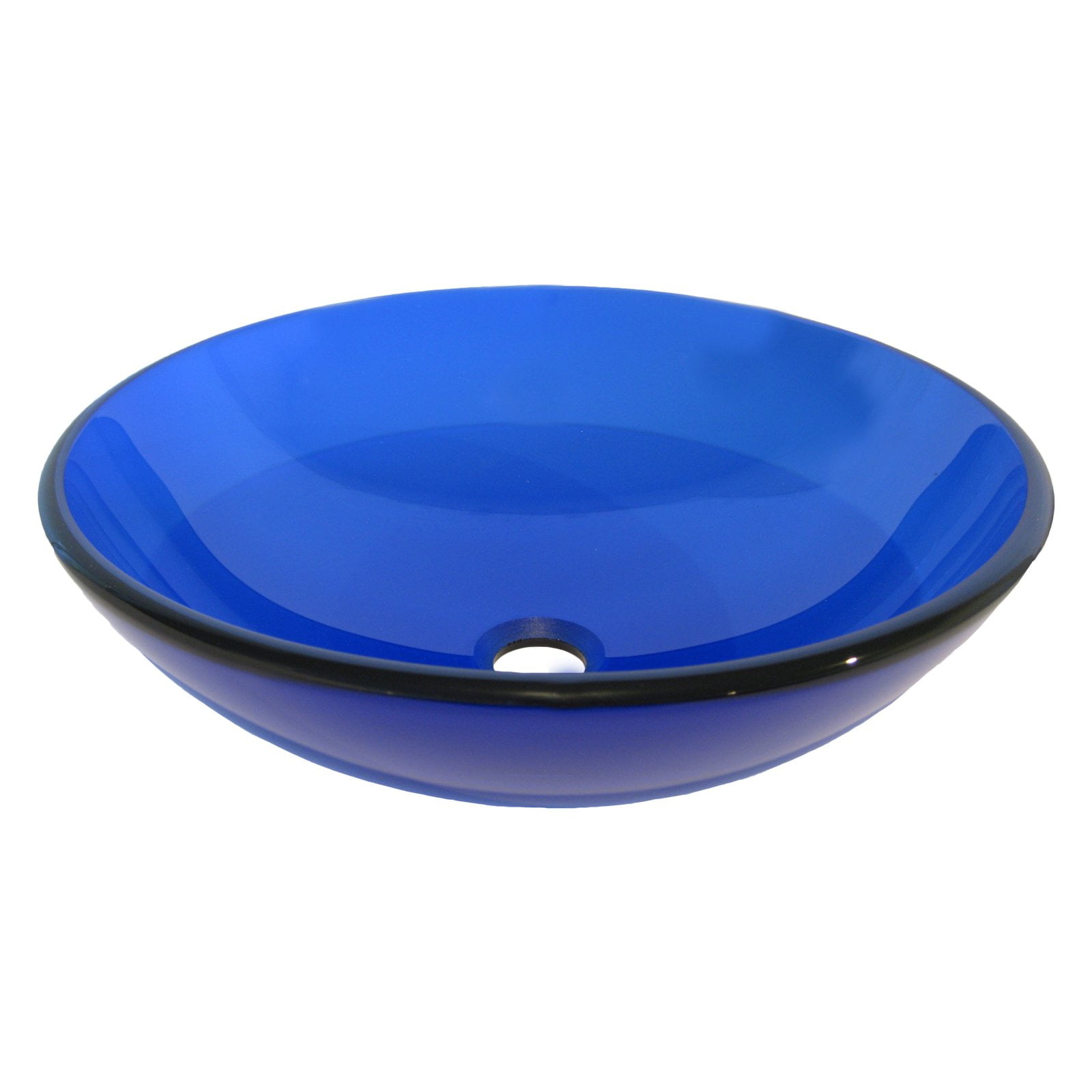 Novatto 16.5'' Blue Tempered Glass Circular Vessel Sink