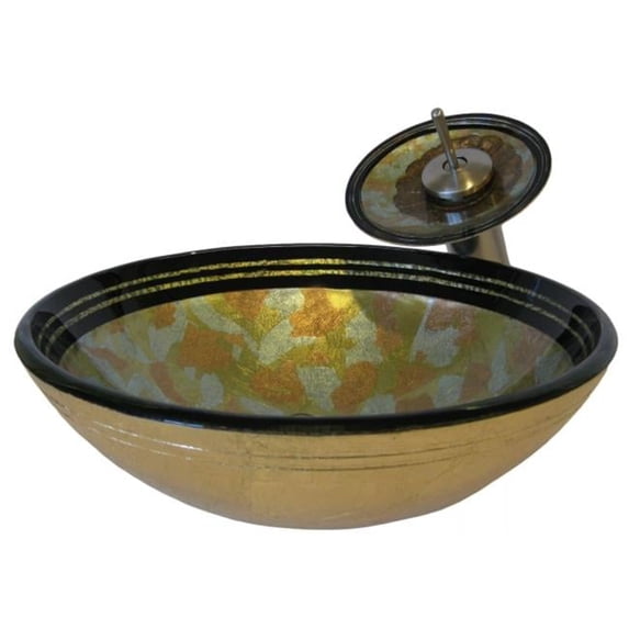 Novatto CELEBRAZIONE Glass Vessel Bathroom Sink Set, Brushed Nickel