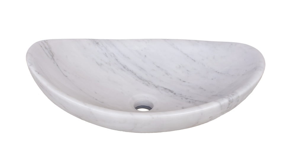 Carrara White Marble Oval Vessel Bathroom Sink