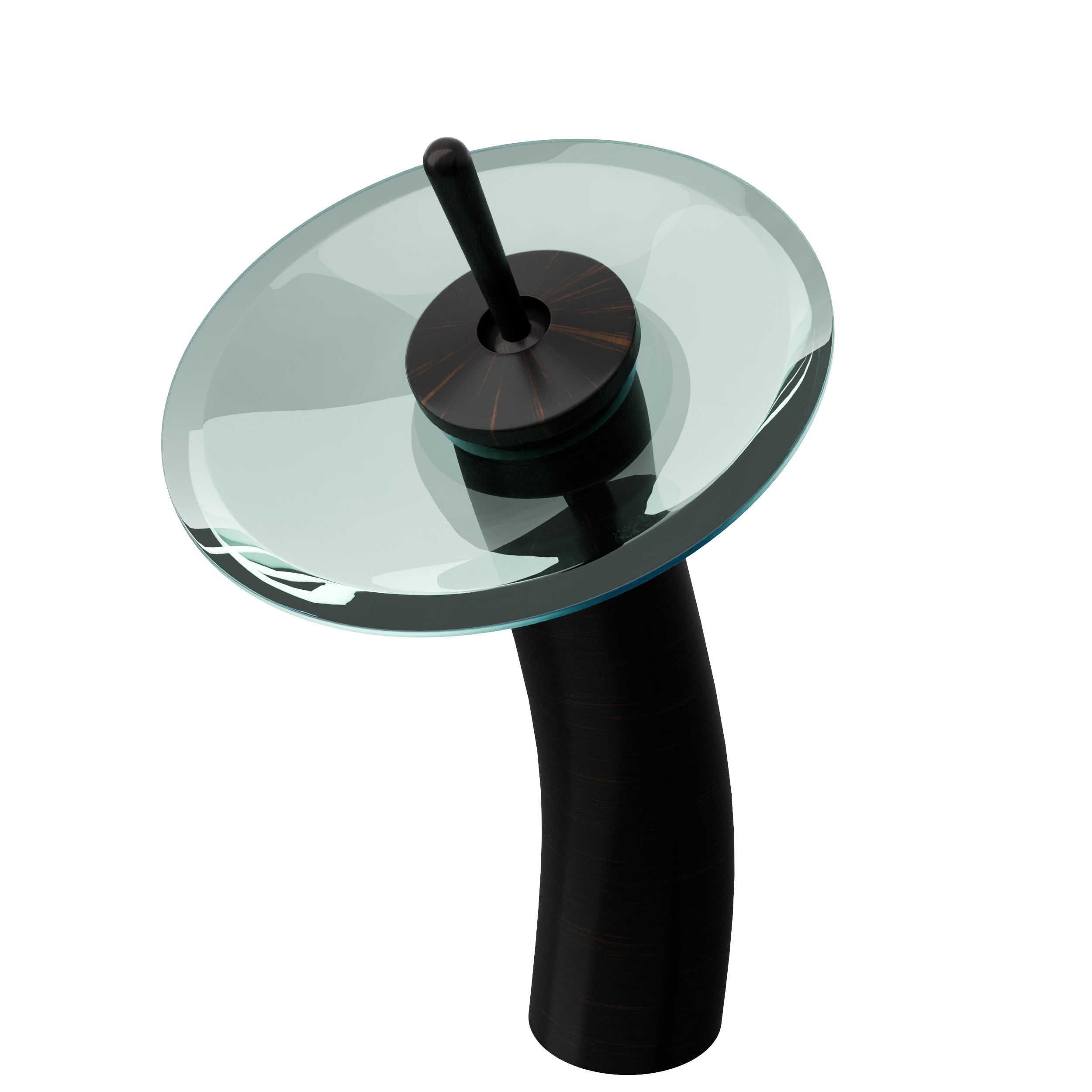Oil Rubbed Bronze Single Handle Vessel Sink Faucet with Clear Glass Disc