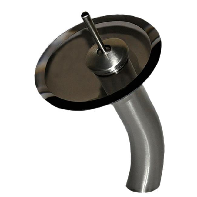 Brushed Nickel Single Handle Waterfall Vessel Faucet with Tea Glass Disc